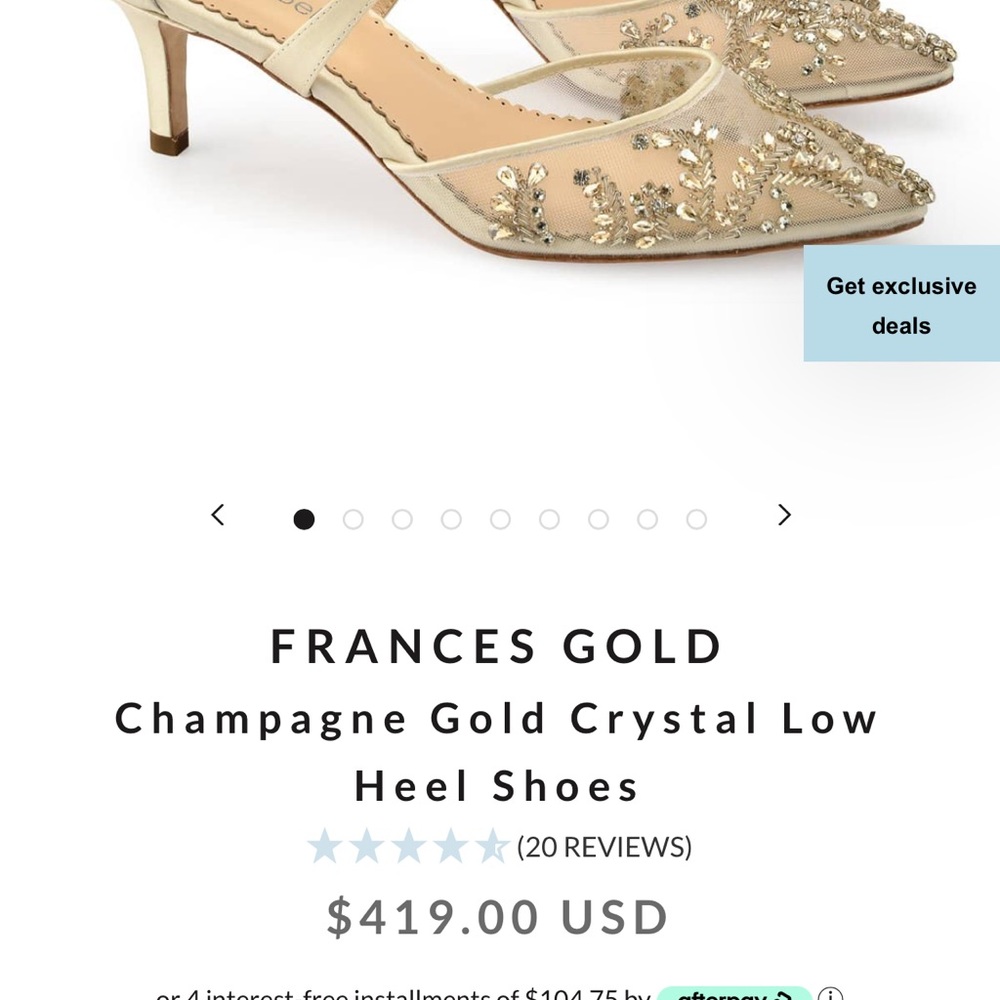 Bella Belle Frances Gold Champagne Gold Crystal Low Heel Shoes